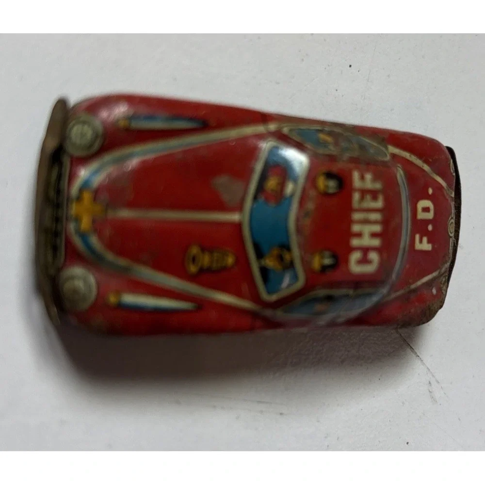 VTG Tin Litho Japan Yone Ishimura Fire Chief Car FD Toy Car (301E)